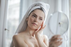 Topless Woman With Towel on Head